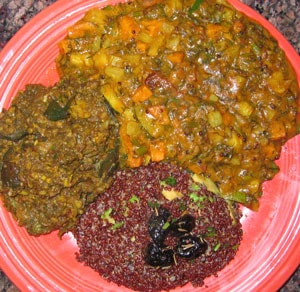 Red quinoa and vegetables