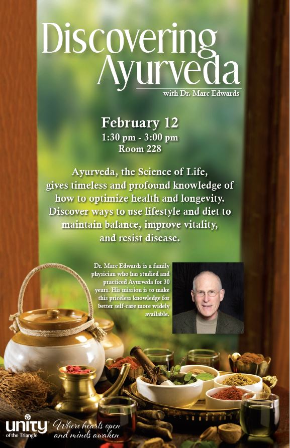 Unity of the Triangle Discover Ayurveda Program Flyer