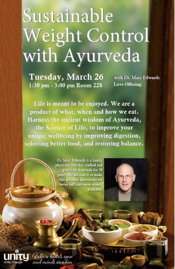 Unity of the Triangle Discover Ayurveda Program Flyer