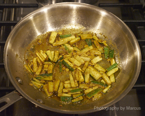 Zucchini cooked in ghee and spices