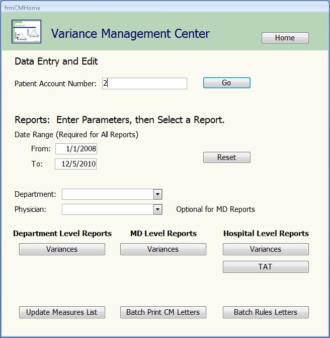 PREP-MS Variance Management Main form