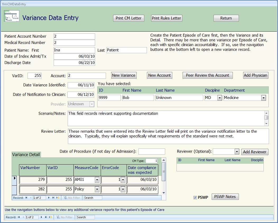 PREP-MS Core Measures Data Entry form