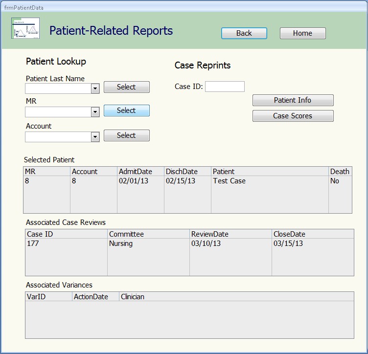 Patient Data Reprint form