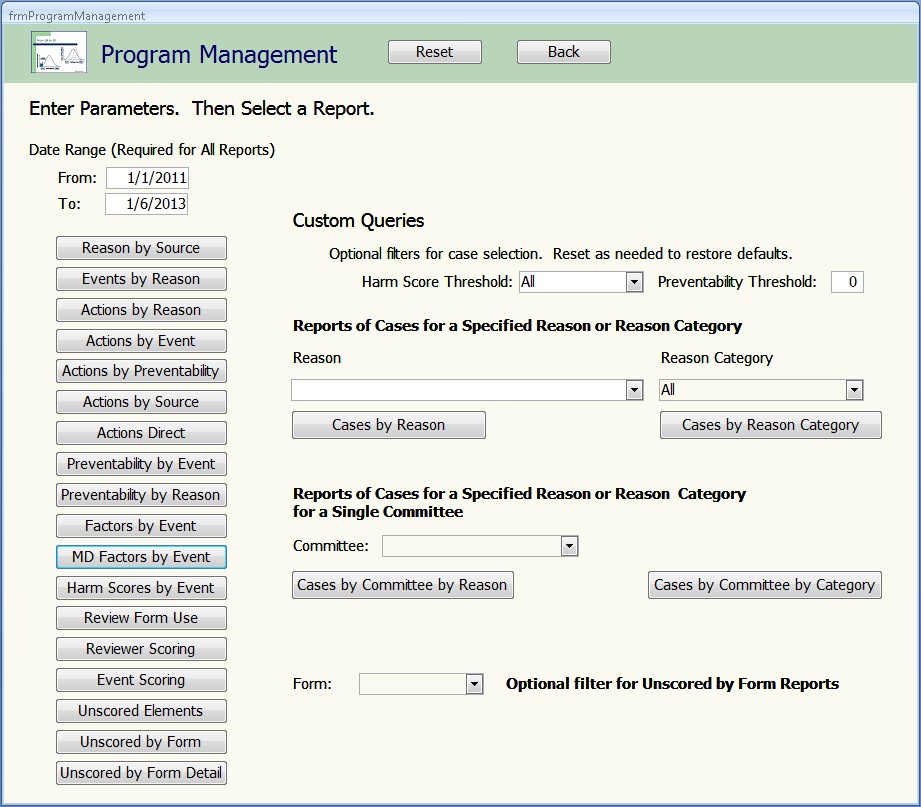 Program Management Reporting Form
